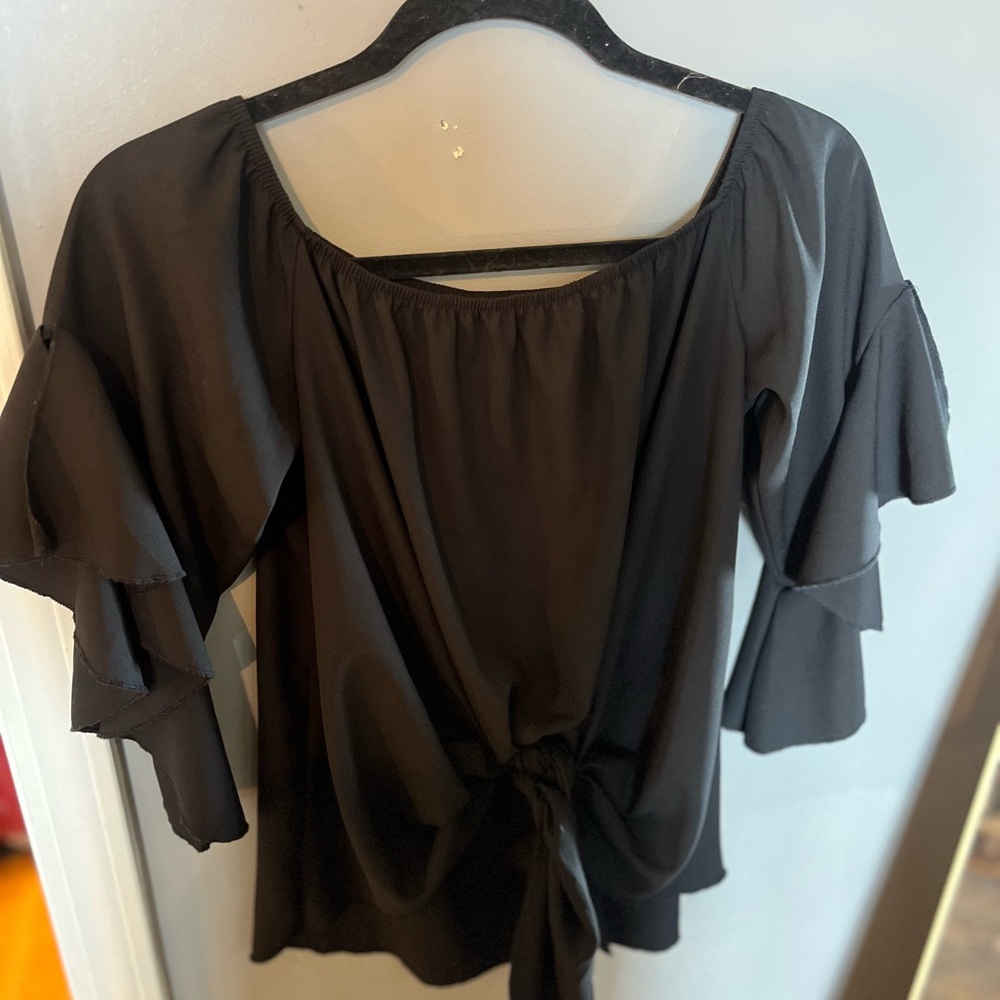 Elegant Black Ruffle Sleeve Top